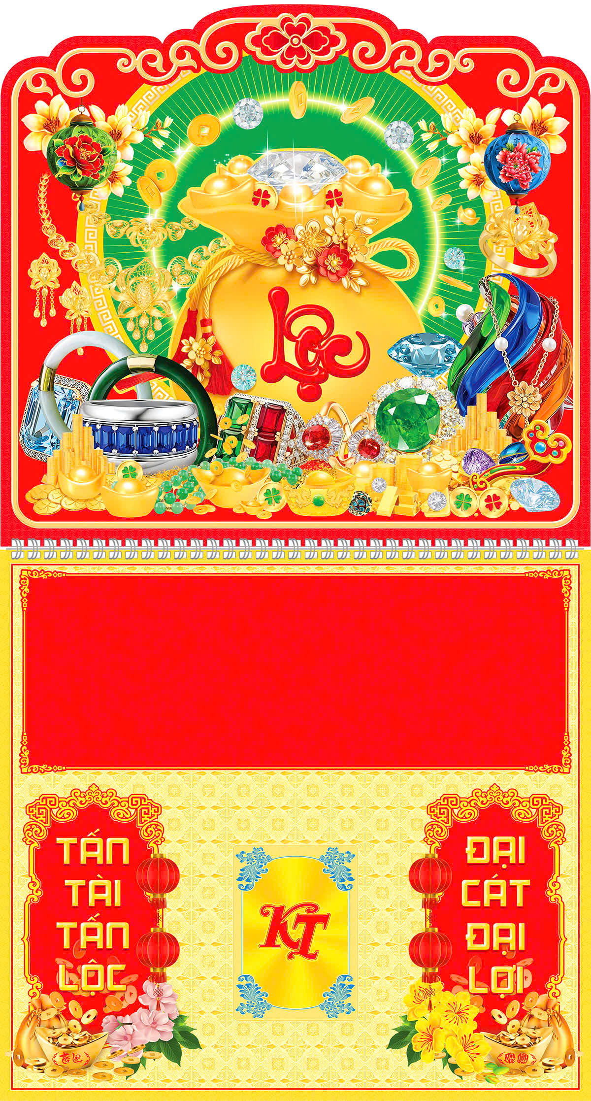 Bìa lịch gắn lốc Chữ Lộc năm 2026